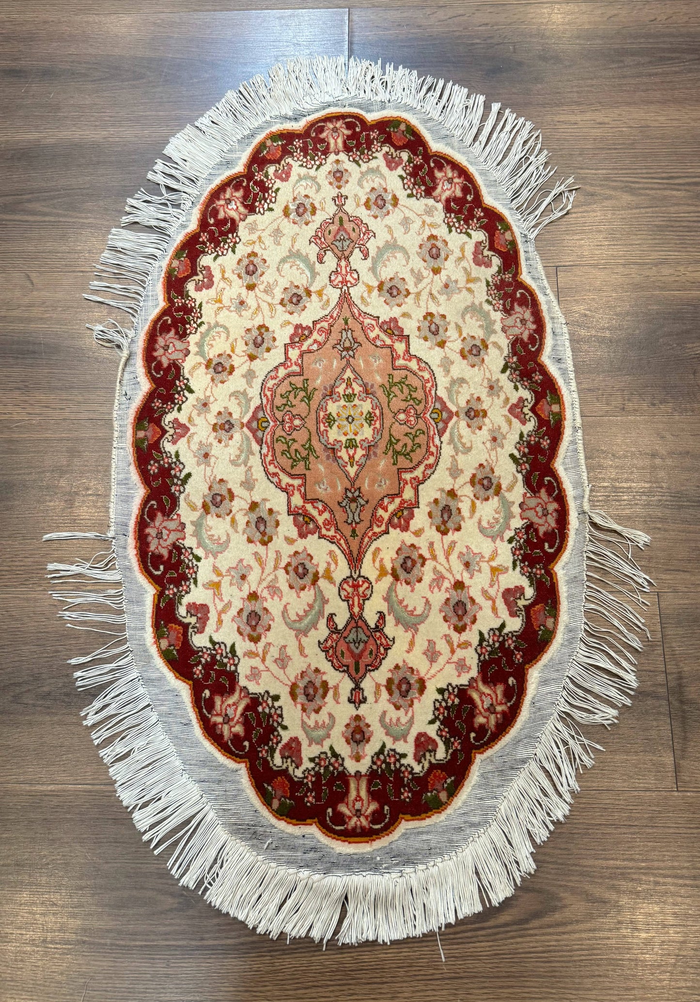 Small Oval Persian Tabriz Rug 2x4, Kork Wool and Silk Highlights, Fine 260 KPSI - Nuvé