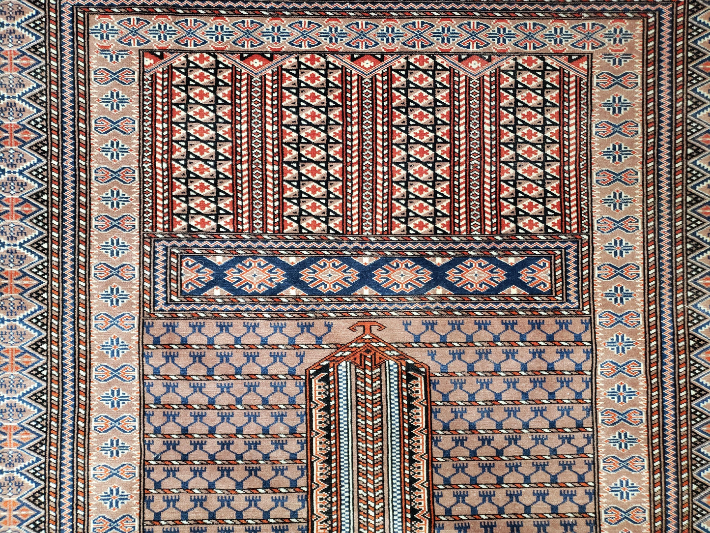 Vintage Turkoman Bokhara Rug 4x6, Four Seasons Pakistan Bukhara Turkmen Engsi Yamud Carpet, Fine Tribal Rug, Wool, Hand-Knotted, Brown, Nice - Nuvé