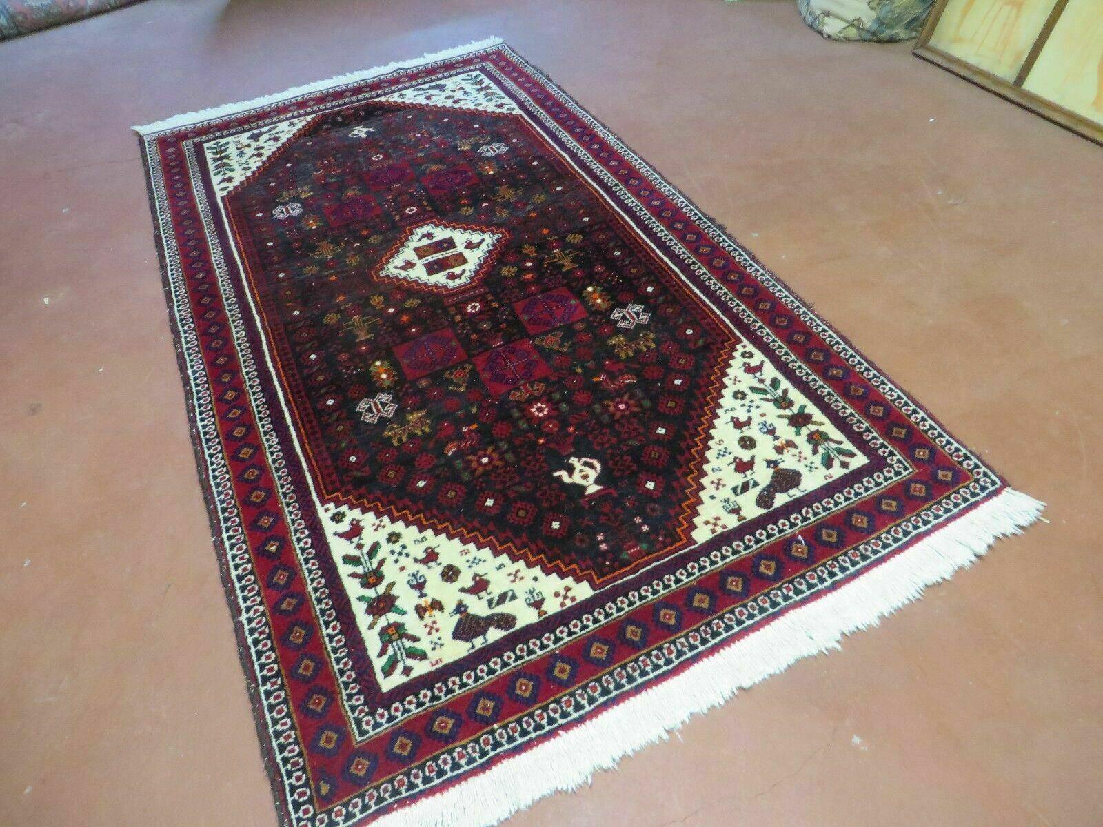 4' X 7' Vintage Handmade Indian Jaipur Rug Bird Carpet - Nuvé