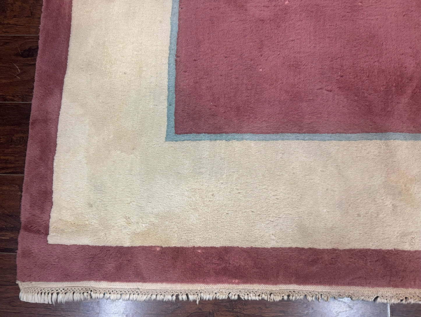 Indo Chinese Art Deco Rug 9x12, Pink and Ivory, Open Filed, Floral, Wool - Nuvé