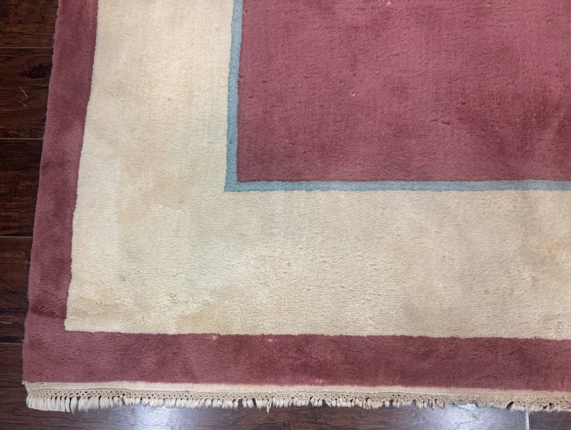 Indo Chinese Art Deco Rug 9x12, Pink and Ivory, Open Filed, Floral, Wool - Nuvé
