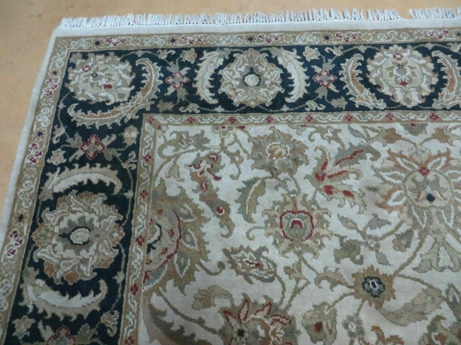 6' X 9' Vintage Handmade India Top Quality Jaipur Floral Oriental Tea Wash Nice - Nuvé