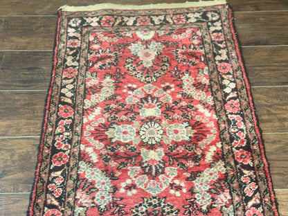 Persian Hamadan Runner Rug 2 x 13.6 – Red Floral Wool Hallway Carpet - Nuvé