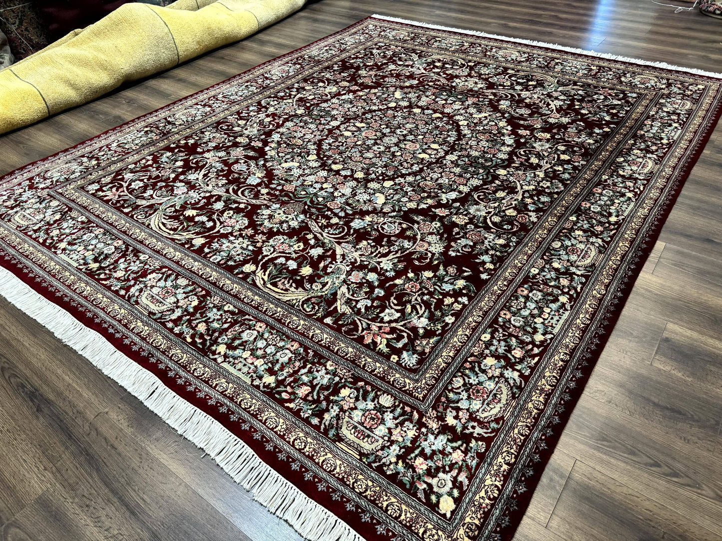 Burgundy Persian Rug 8x10, Pak Persian Floral Carpet, Very Fine 300 KPSI - Nuvé