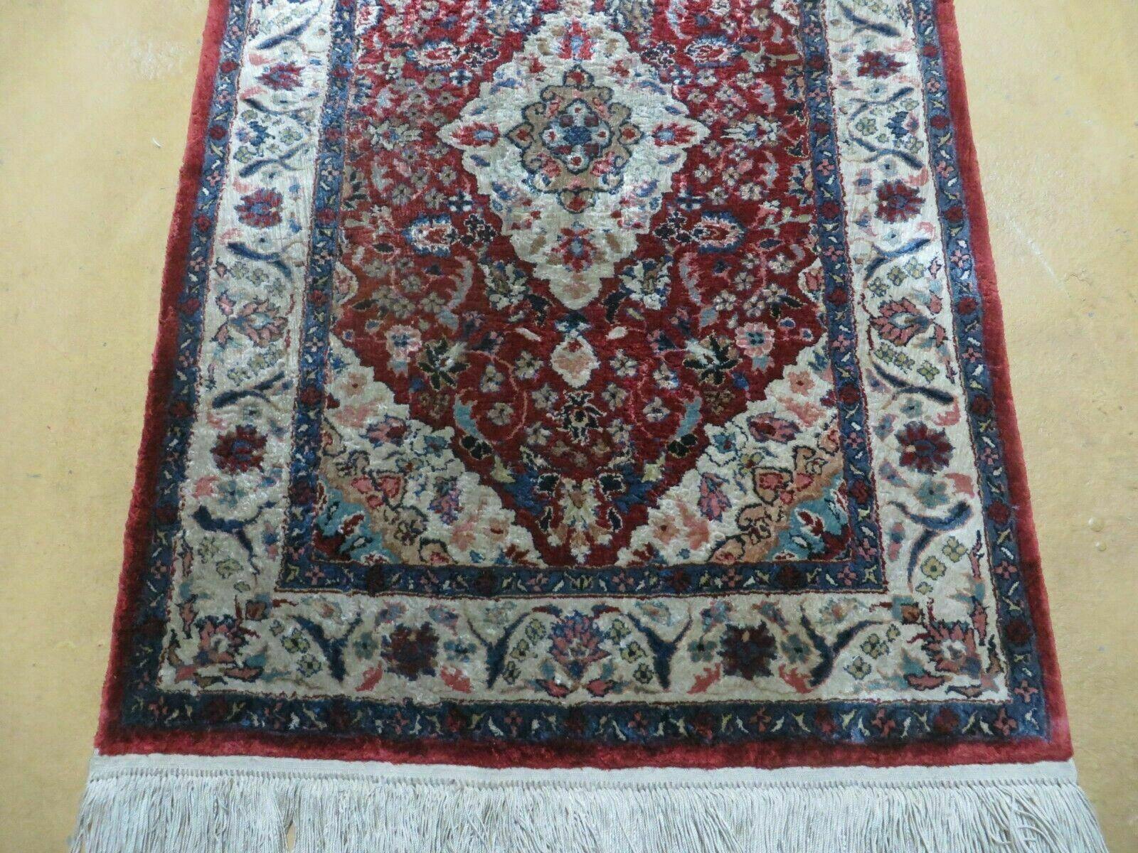 2' X 3' Handmade Chinese Floral Oriental Silk Rug Carpet Nice Red - Nuvé