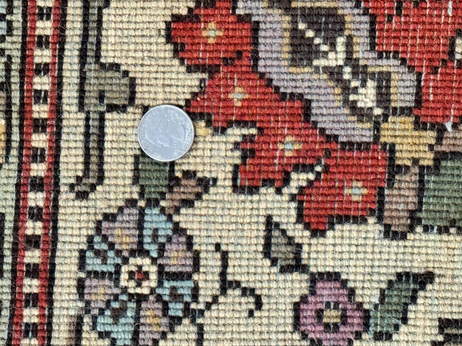Romanian Rug 10x13, Vintage Handmade Wool Carpet, Floral Pattern, Birds, Red and Cream, Signed By Masterweaver, Persian Rug - Nuvé