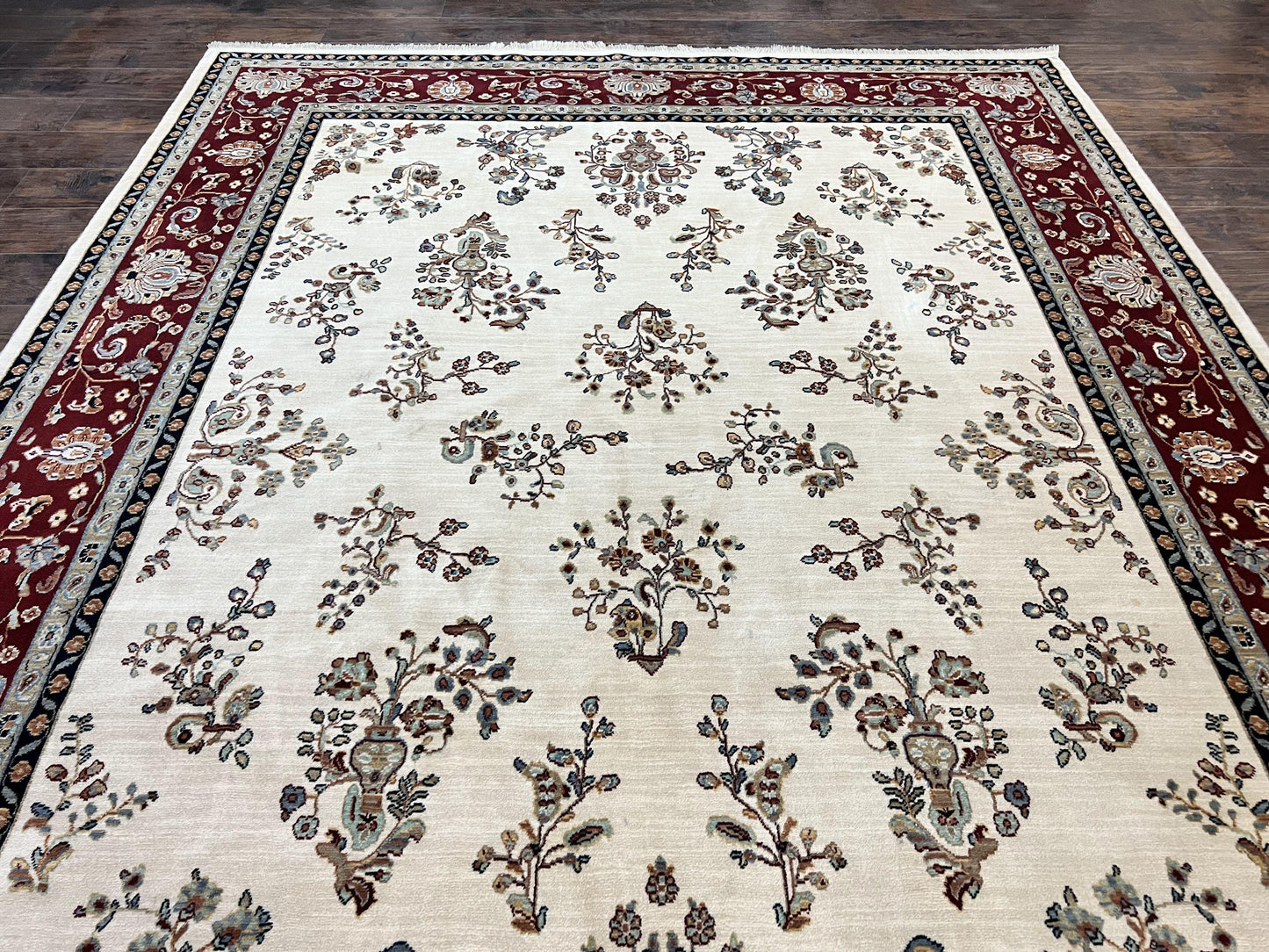 Karastan Rug 8.6 x 11.6, English Manor #2103, Ivory Floral Sarouk, Wool Karastan Carpet, Large Karastan Area Rug, Traditional Karastan Rug - Nuvé