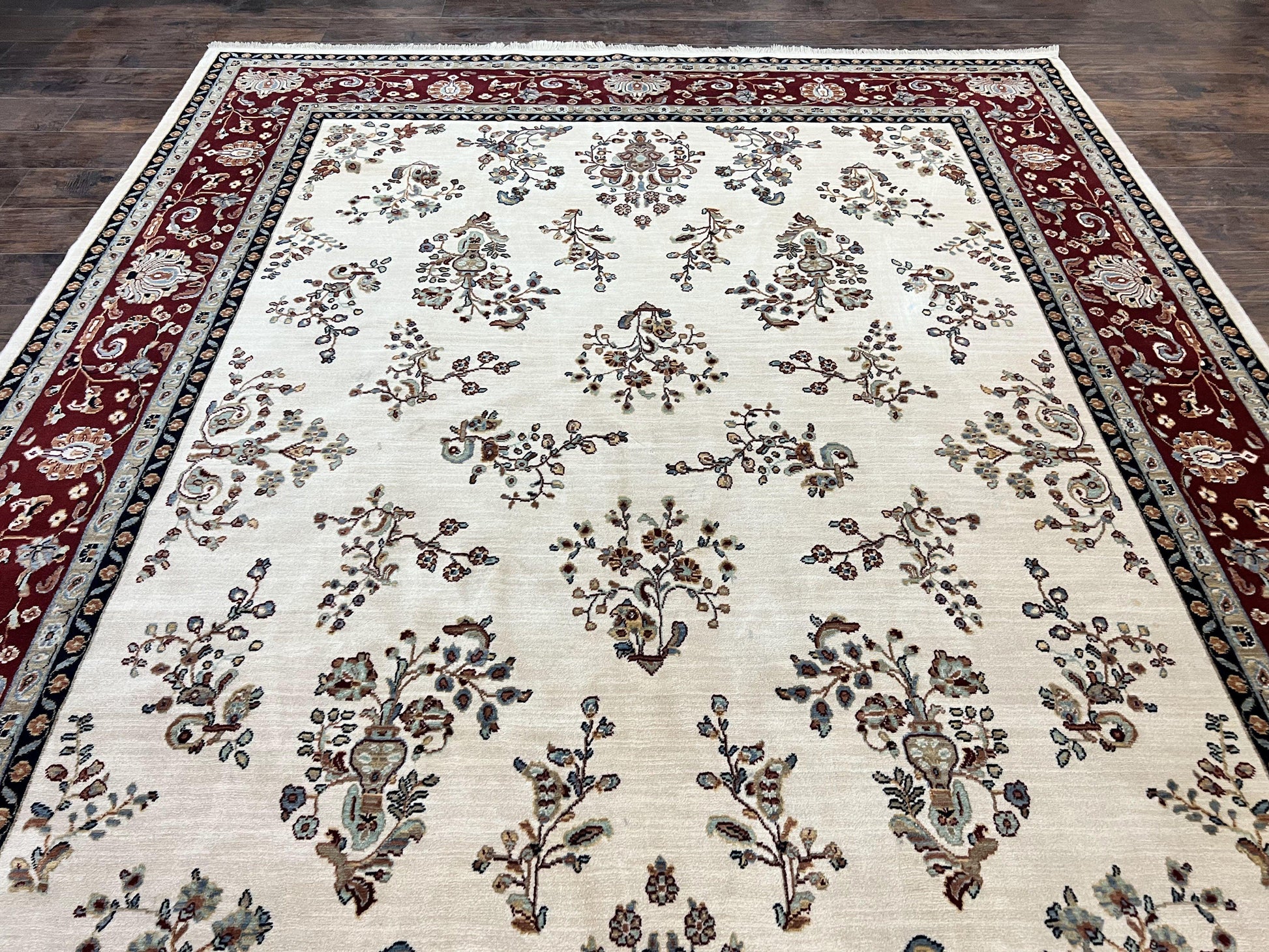 Karastan Rug 8.6 x 11.6, English Manor #2103, Ivory Floral Sarouk, Wool Karastan Carpet, Large Karastan Area Rug, Traditional Karastan Rug - Nuvé