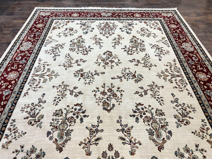 Karastan Rug 8.6 x 11.6, English Manor #2103, Ivory Floral Sarouk, Wool Karastan Carpet, Large Karastan Area Rug, Traditional Karastan Rug - Nuvé