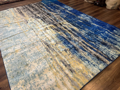Modern Abstract Blue Area Rug 8x11 ft - Nuvé