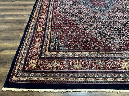 Indo Persian Bidjar Rug 9x12 Wool Handmade Carpet Dark Blue - Nuvé