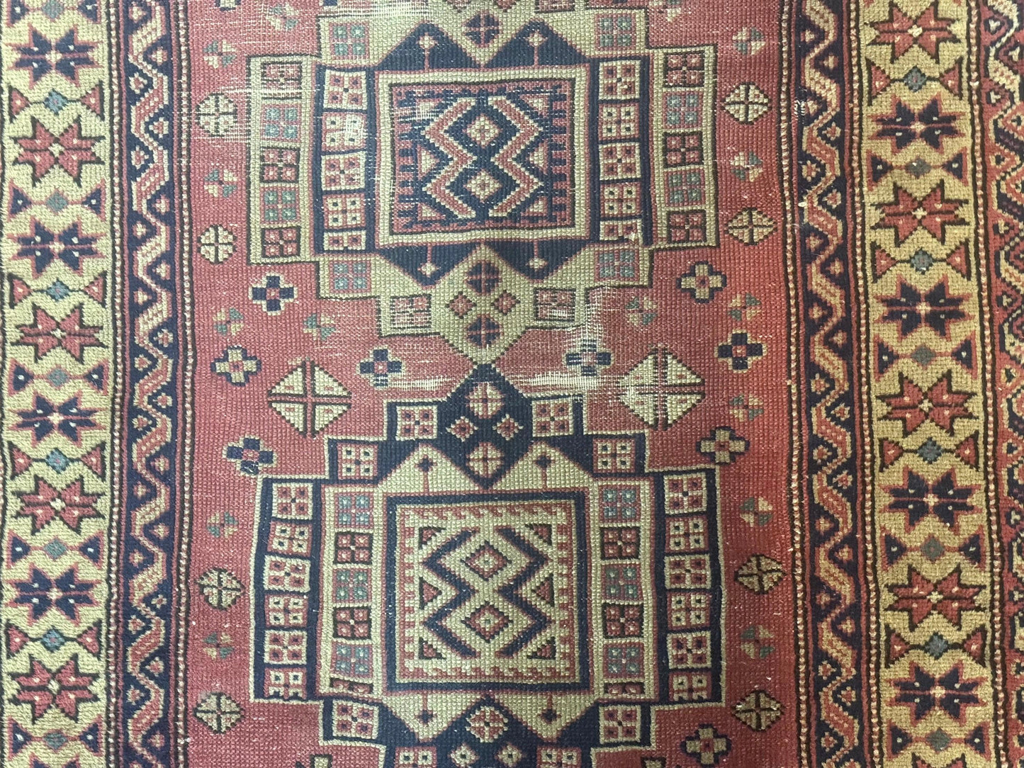 Antique Turkish Sparta Rug 3x6, Geometric Caucasian Kazak Pattern, Handmade - Nuvé