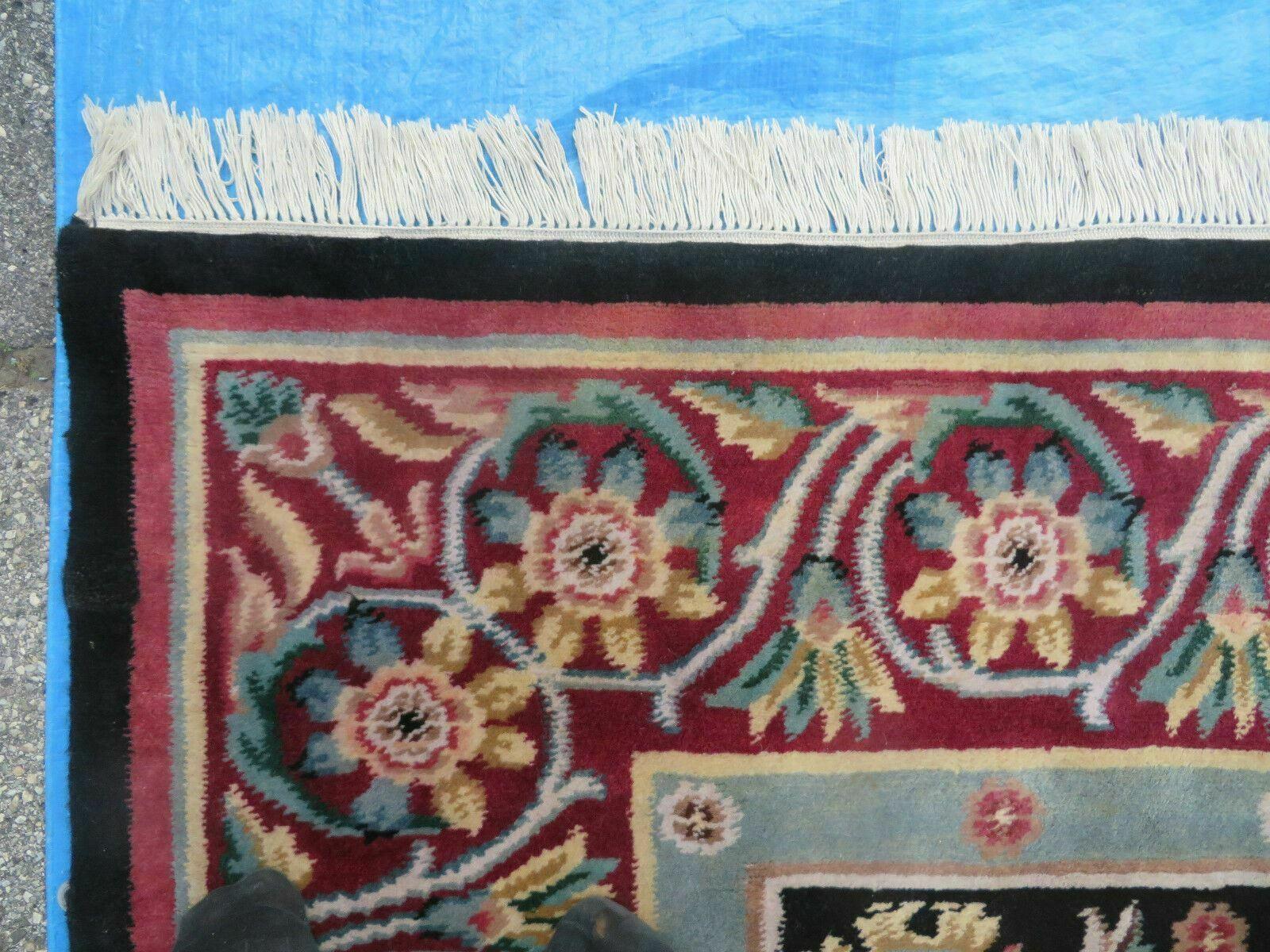 9' X 12' Decorative Chinese Aubusson Hand Knotted Pile Wool Rug Black Nice - Nuvé