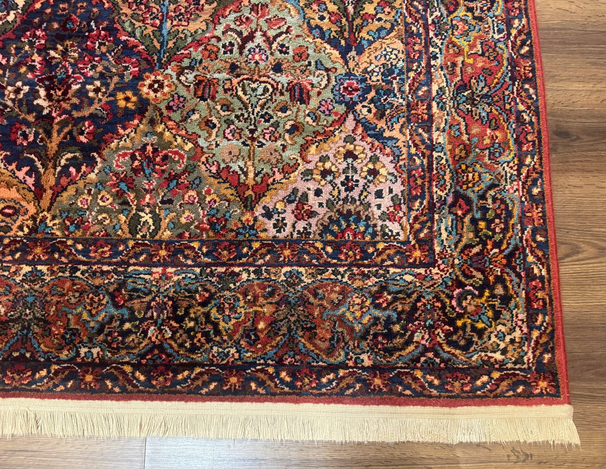 Karastan Rug 5.9 x 9, Multicolor Panel Kirman Rug #717, Wool Original Karastan Collection 700 Series - Nuvé