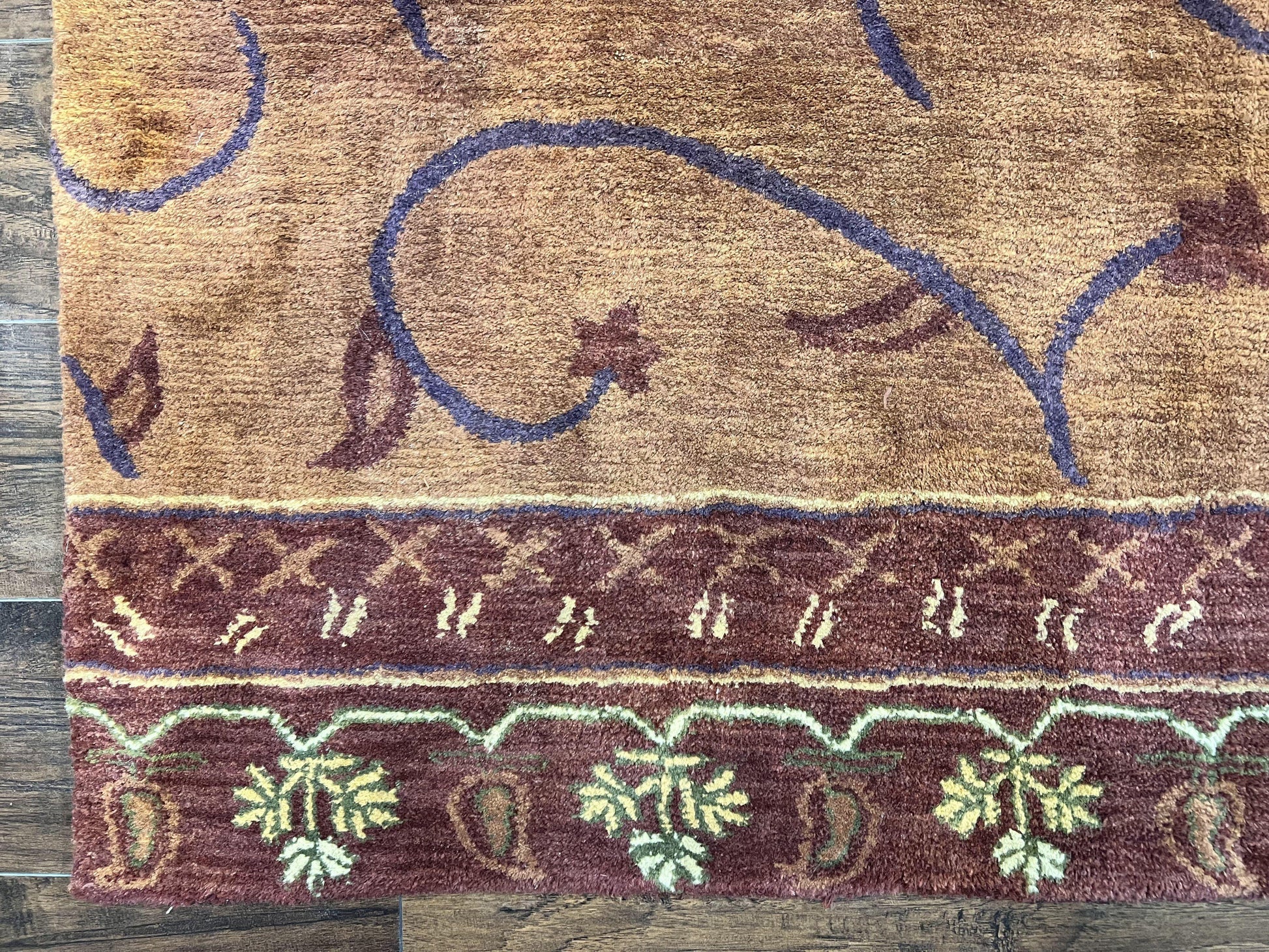 Pottery Barn Rug 5x8, Vintage Hand Tufted Carpet, Wool and Silk, Rust & Maroon - Nuvé