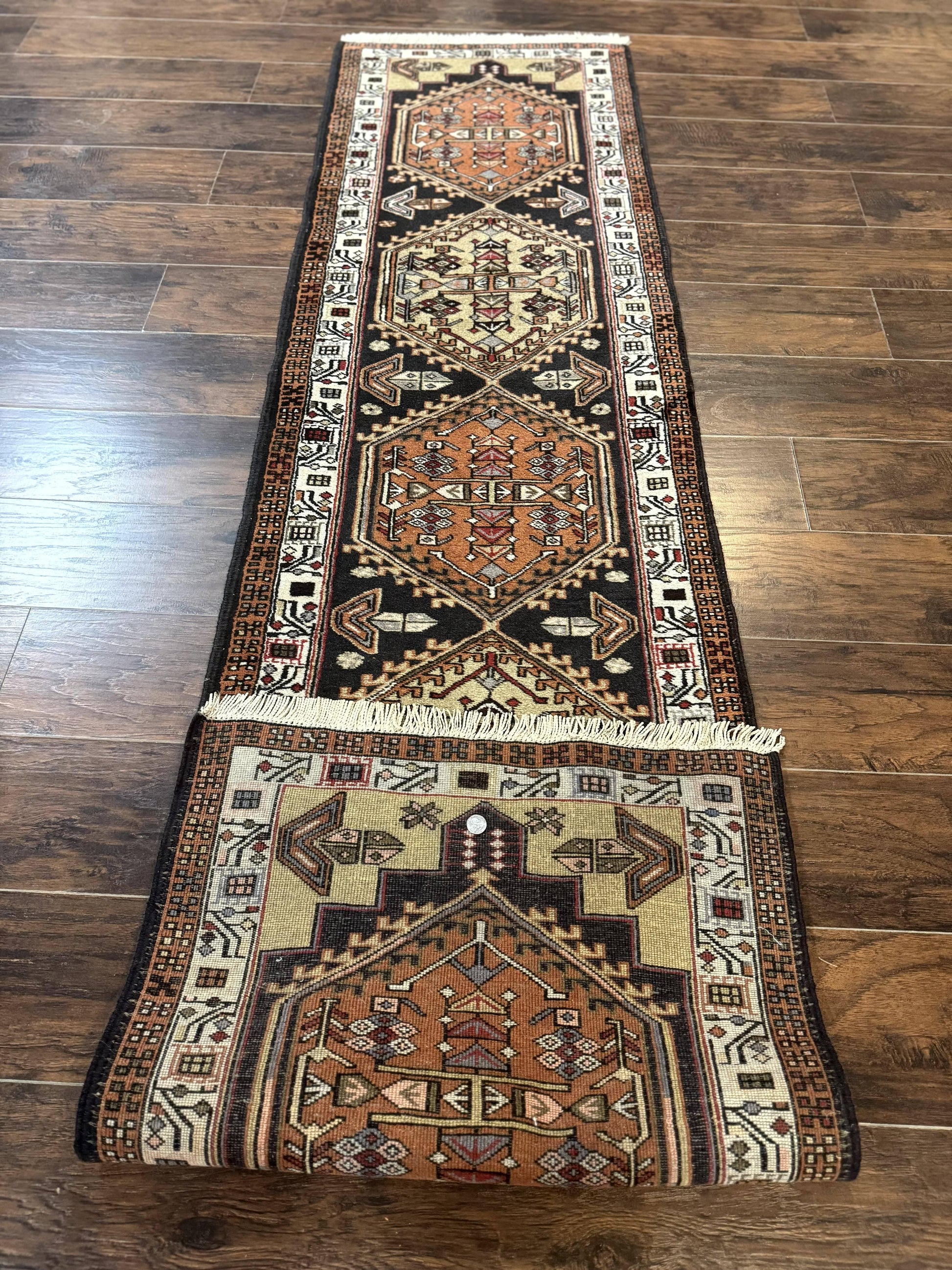 Persian Tribal Runner Rug 2.4 x 9.4, Geometric Medallions, Sarab Runner - Nuvé