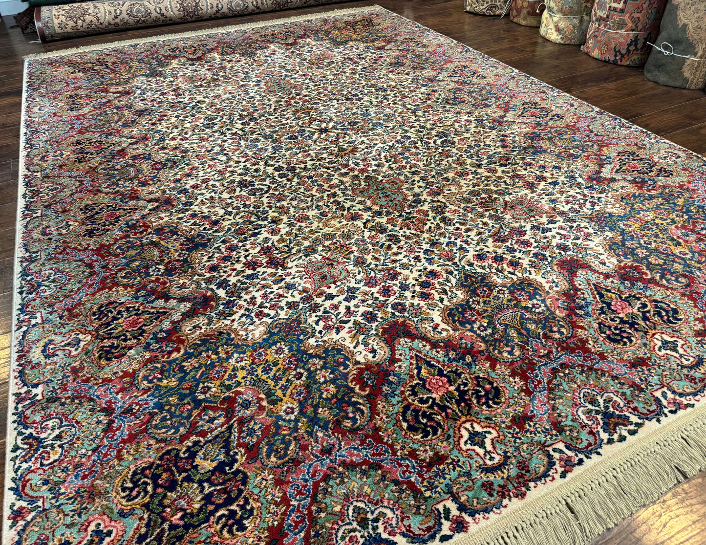 Karastan Rug #742 Floral Kirman 8.8 x 12, Wool Pile, Vintage Original Series, Rare - Nuvé