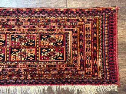 Antique Persian Turkoman Mafresh Rug 1x4, Wool, Tribal Collectible - Nuvé