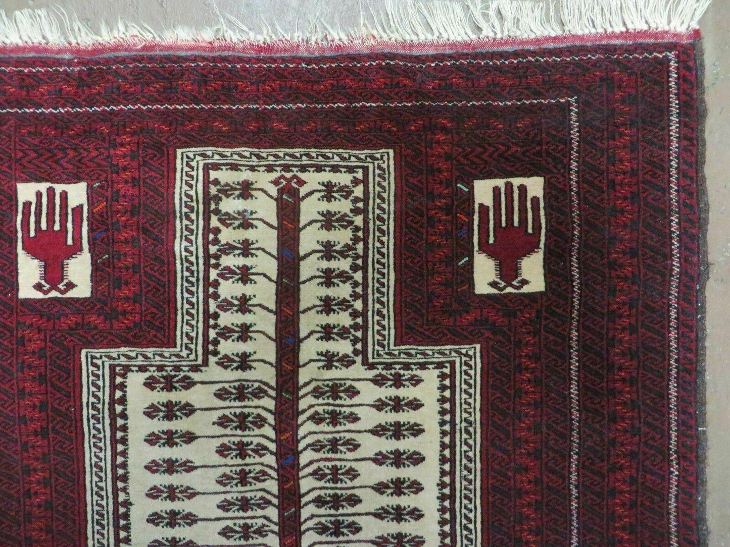 3' X 5' Antique Handmade Turkoman Balouchi Prayer Wool Rug Khamesh - Nuvé