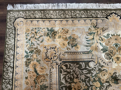 Aubusson Rug 8x10, Very Fine 225 KPSI, Floral, French European Design, Pakistani Carpet - Nuvé