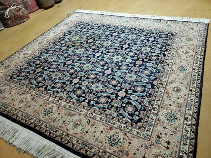 6' X 6' Gorgeous Handmade India Floral Oriental Wool Rug Square Blue Carpet Wow - Nuvé
