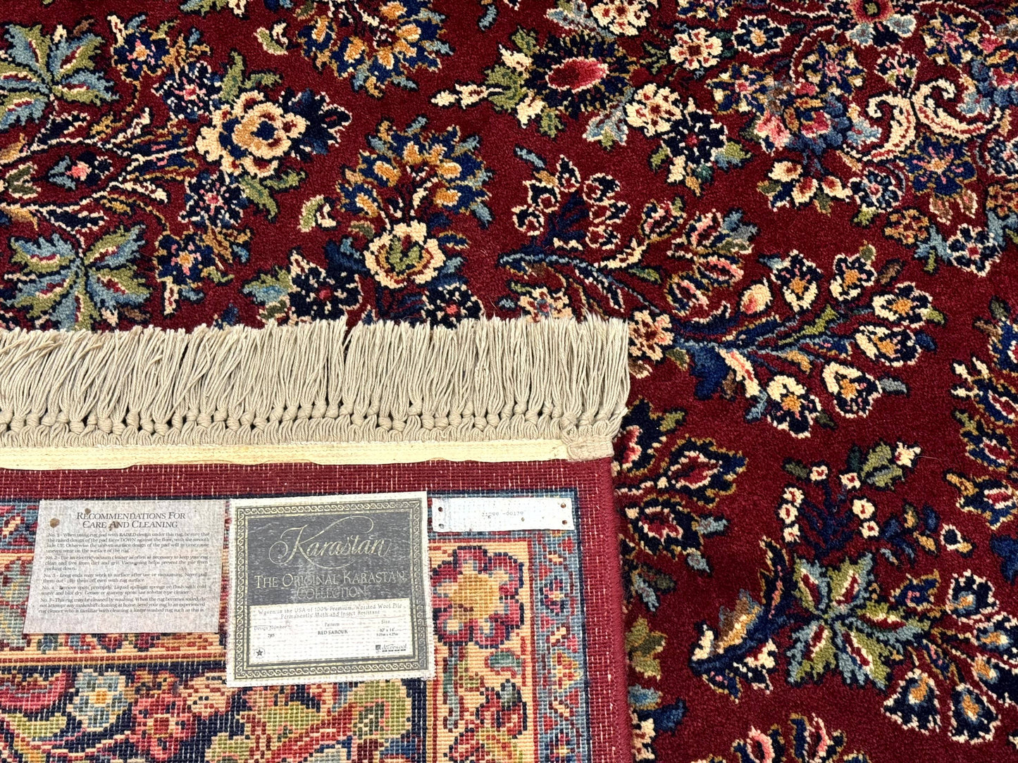10x14 Karastan Rug Red Sarouk #785, Wool Original 700 Series - Nuvé