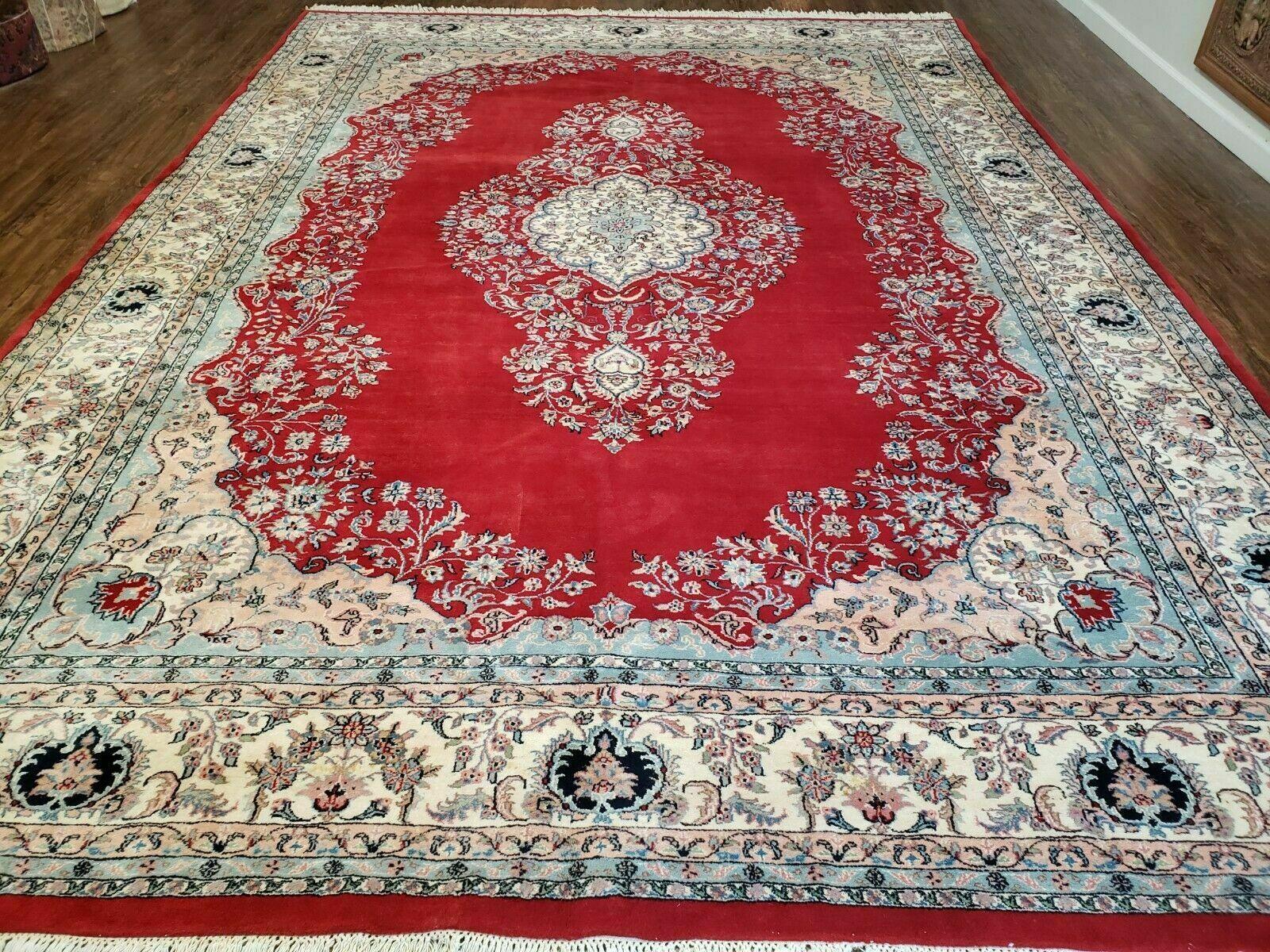 9' X 12' Vintage Handmade India Medallion Wool Rug Vegetable Dyes Nice Red - Nuvé