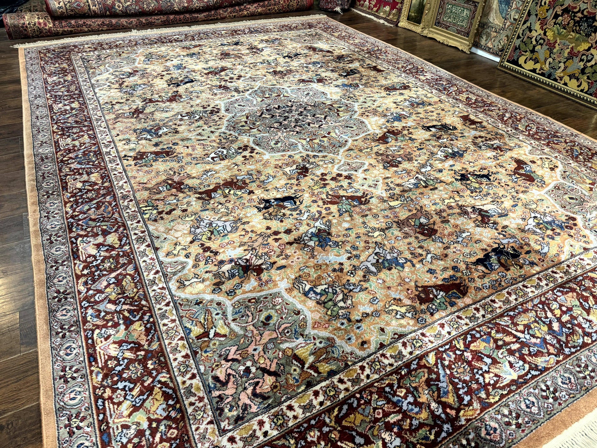 Karastan Rug 10x14 - Persian Hunting  #723 - Wool Pile, Vintage - Nuvé