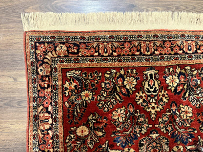 Antique Persian Sarouk Rug 3x5, Red, Floral, 200 KPSI - Nuvé