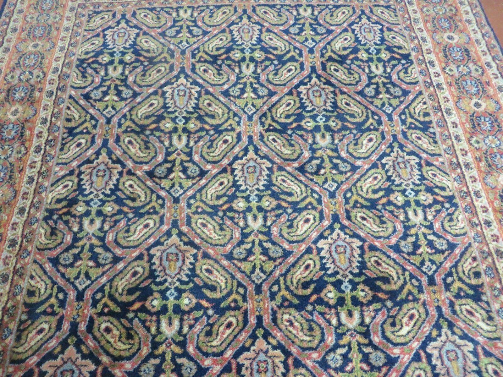 4' X 6' Vintage Fine Handmade India Floral Oriental Wool Rug Carpet Blue Red - Nuvé