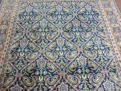 4' X 6' Vintage Fine Handmade India Floral Oriental Wool Rug Carpet Blue Red - Nuvé