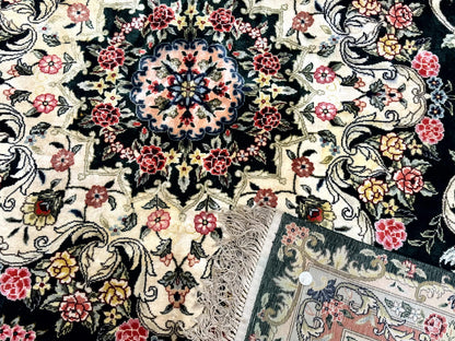 Silk Indian Kashmiri Rug 9x12, Vintage Hand Knotted Carpet - Nuvé