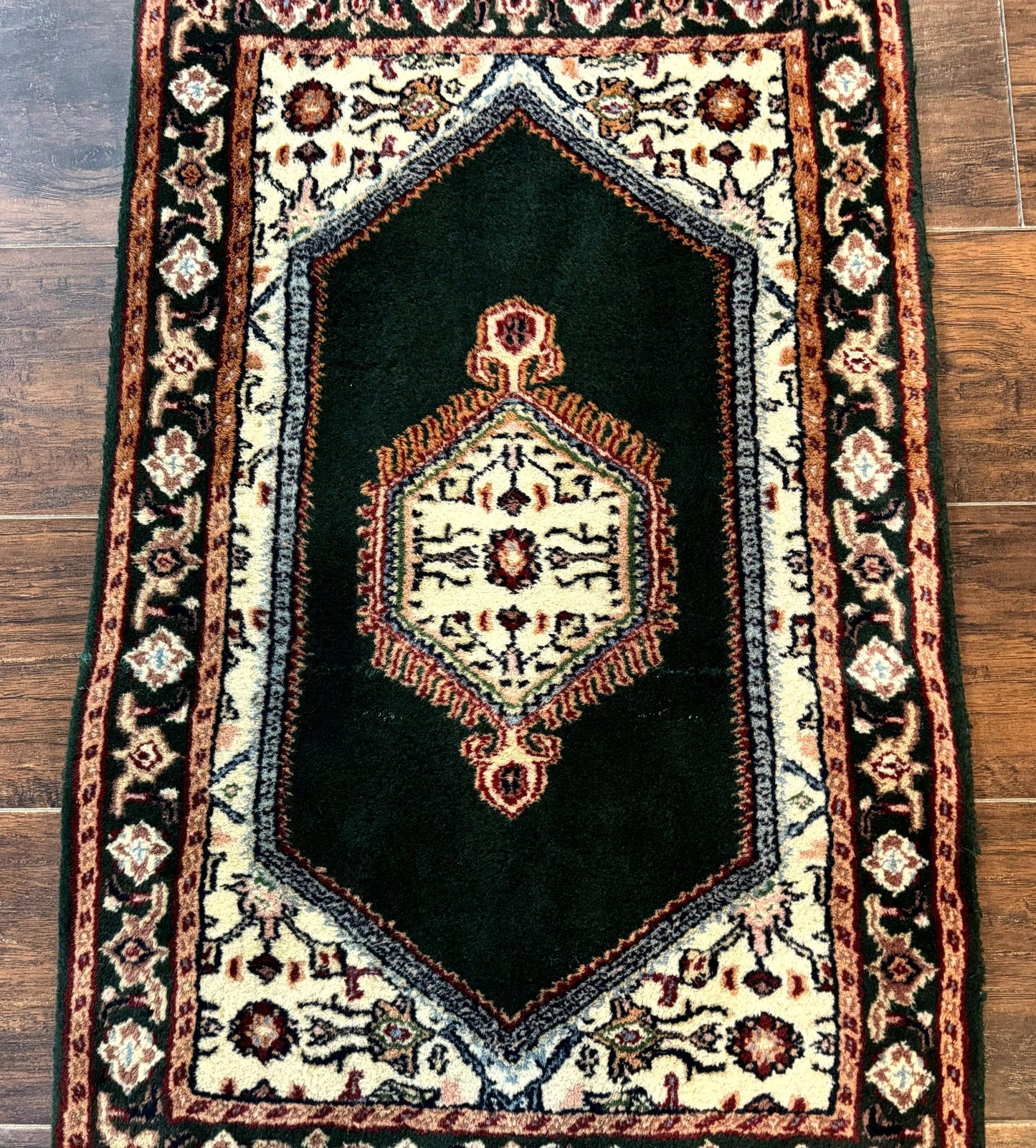 Small Indo Persian Dark Green Rug 2x3, Geometric Semi Open Field - Nuvé
