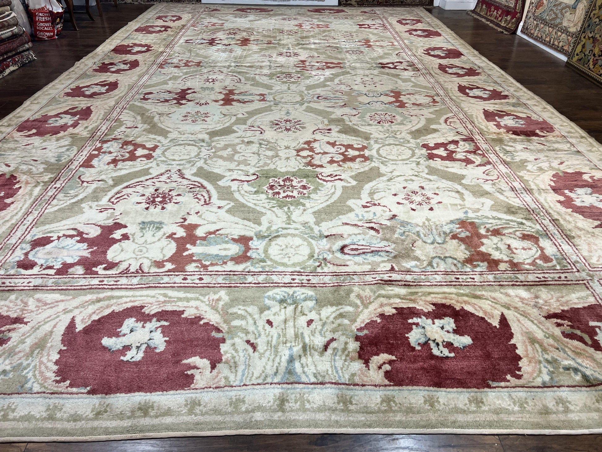Large Egyptian Oushak Rug 12x21, Wool Handmade Vintage Carpet, Allover Pattern, Oversized 12 x 21 ft Traditional Rug - Nuvé