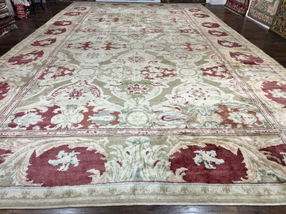 Large Egyptian Oushak Rug 12x21, Wool Handmade Vintage Carpet, Allover Pattern, Oversized 12 x 21 ft Traditional Rug - Nuvé