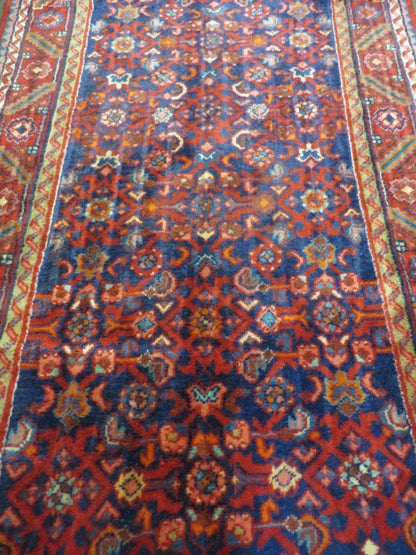 3' 6" X 10' 4" Antique Handmade India Floral Oriental Wool Runner Rug # 128 - Nuvé
