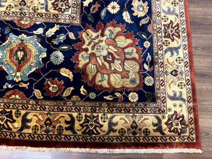 Palace Size Indo Persian Rug 12x15, Sultanabad Mahal Carpet, Red Navy Blue, Fine 210 KPSI - Nuvé