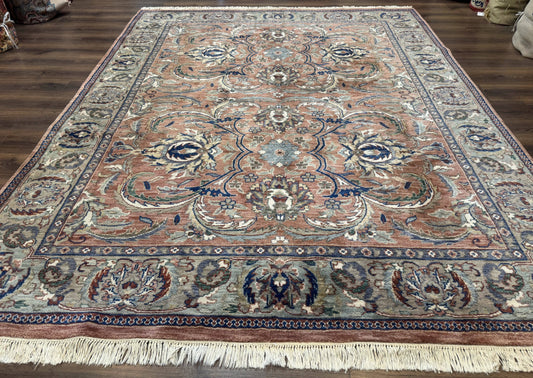 Indo Persian Mahal Rug 8x10, Traditional Wool Oriental Carpet, Pink - Nuvé