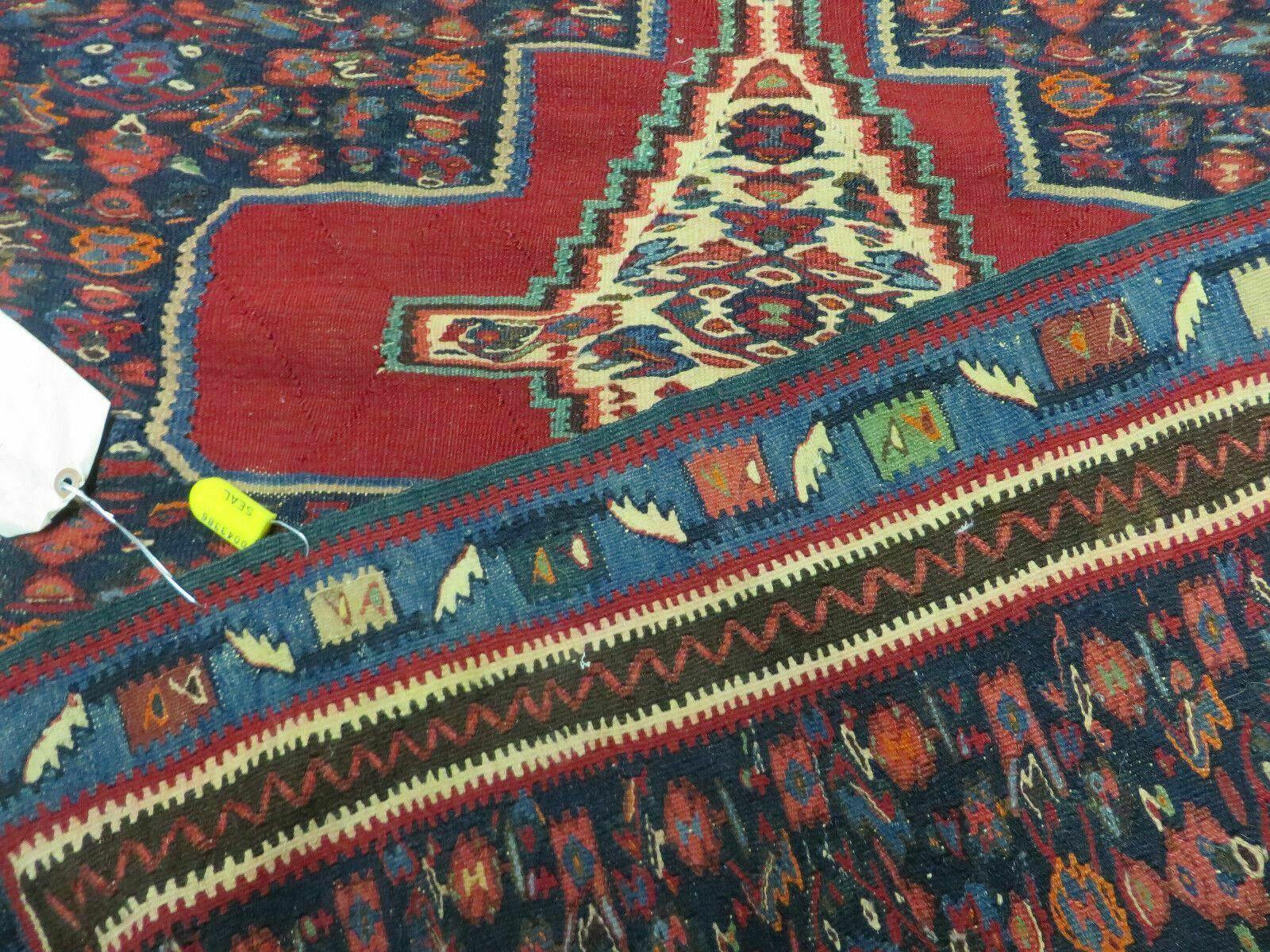 4' X 5' Antique Handmade Turkish Wool Kilim Flat weave Rug Blanket Tribal - Nuvé