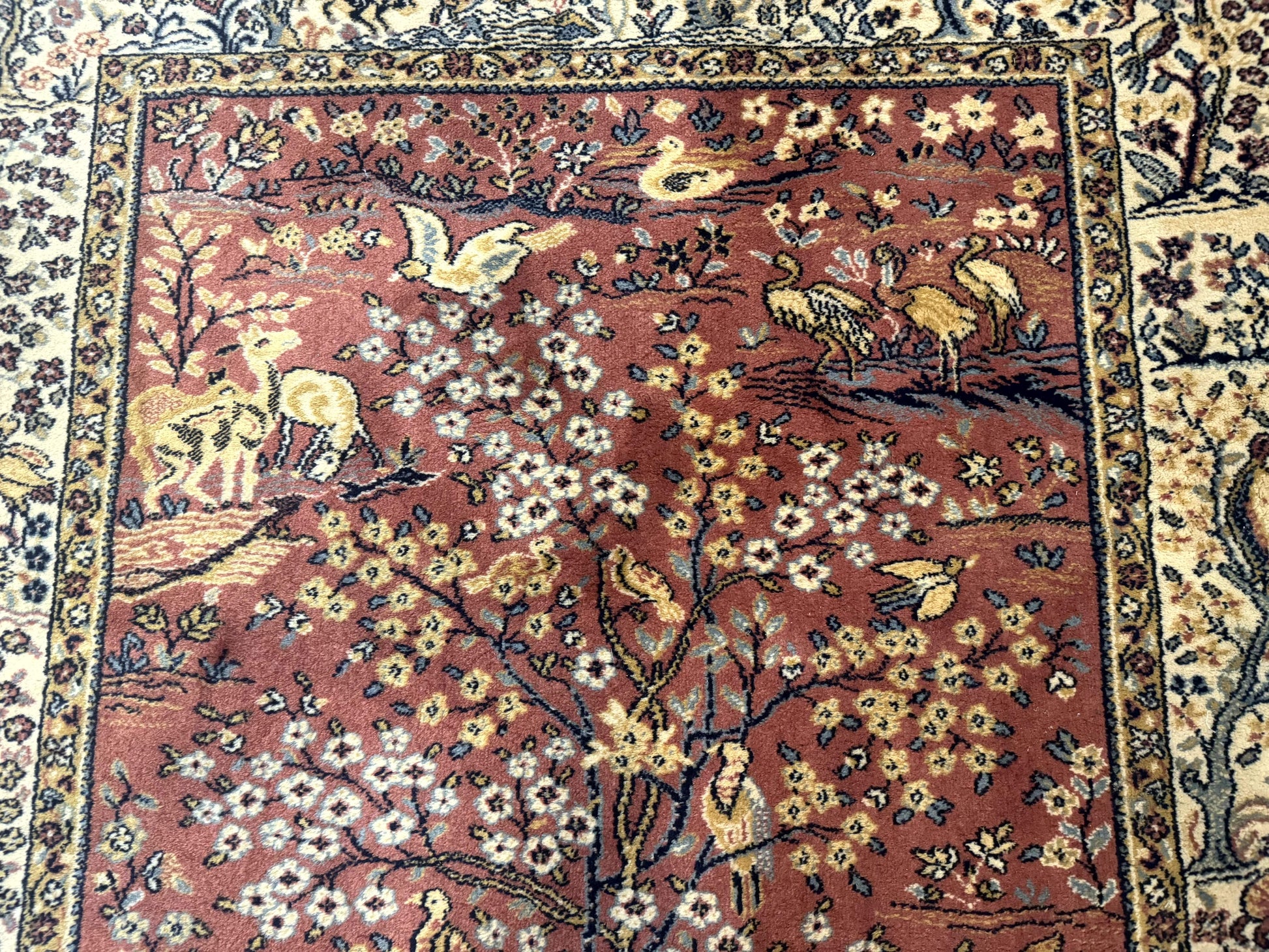 Persian Wool Rug 4x6, Tree of Life Animal Pictorials, Vintage, Power Loomed Ardakan Rug - Nuvé