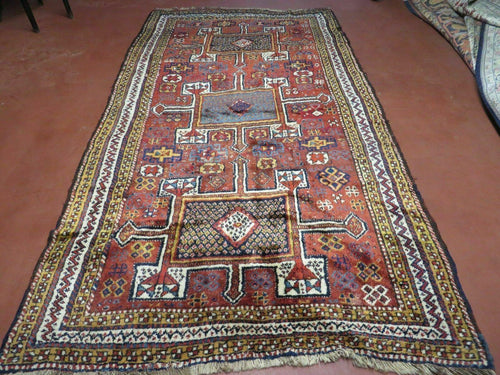 Antique Moroccan Runner Rug 4x9, Wide Runner, Hand Knotted Tribal Oriental Carpet, Hallway Rug, Geometric Medallions, Red, Bohemian Rug Nice - Nuvé
