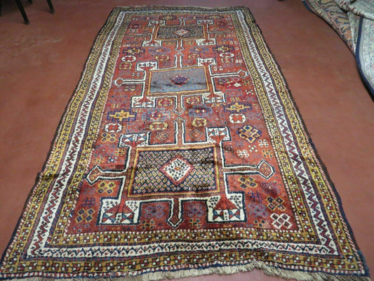 Antique Moroccan Runner Rug 4x9, Wide Runner, Hand Knotted Tribal Oriental Carpet, Hallway Rug, Geometric Medallions, Red, Bohemian Rug Nice - Nuvé