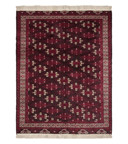 7' X 10' Antique Handmade Yamud Turkoman Wool Rug Excellent