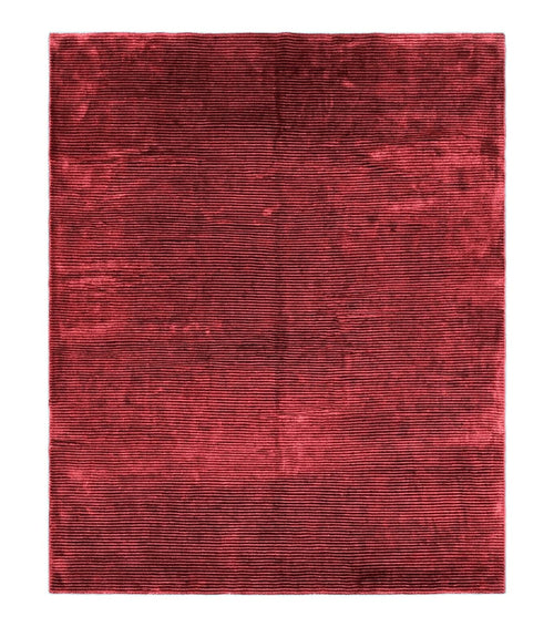 Modern Tibetan Rug 8x10, Red, Stripes, Handmade Wool Thick Pile Carpet