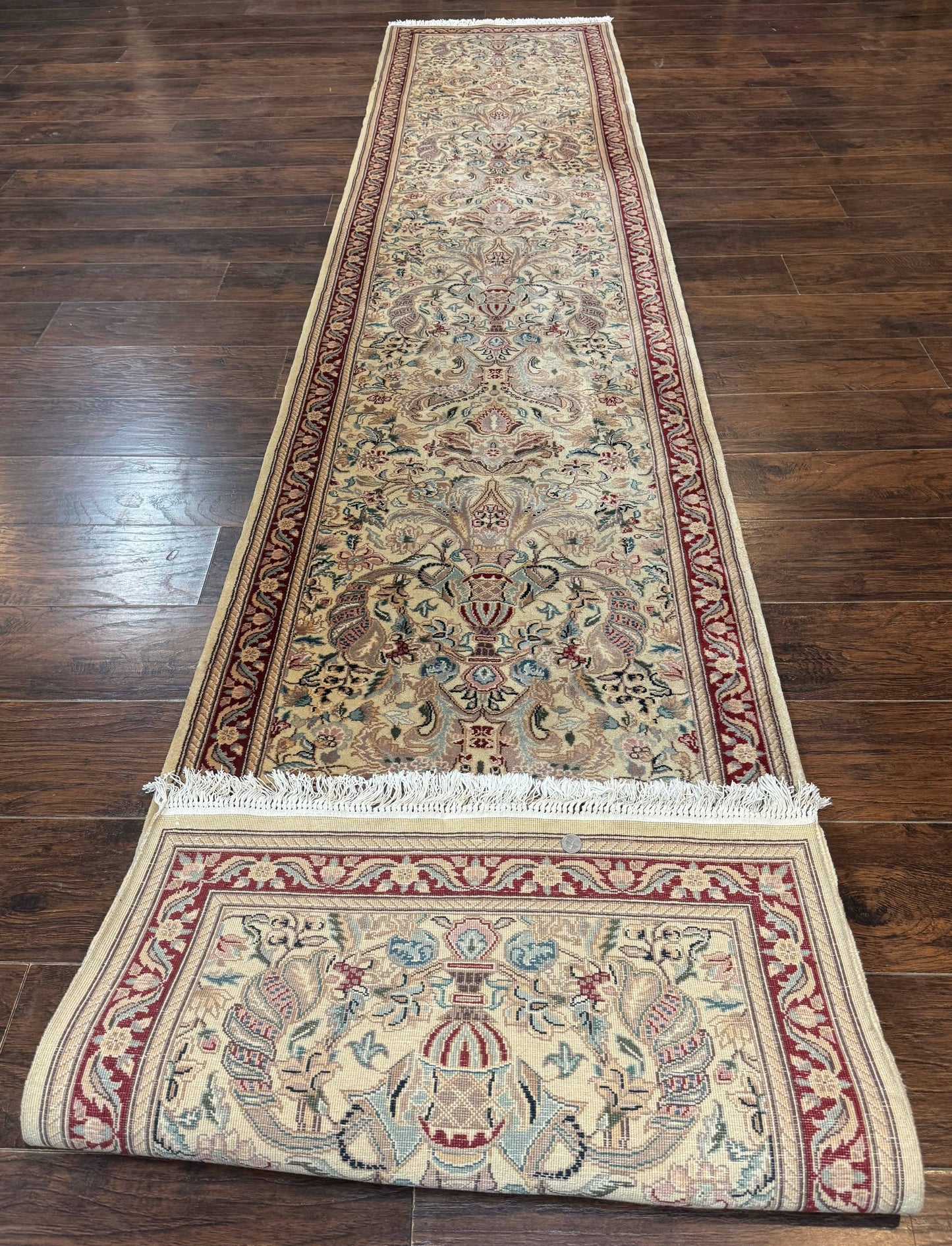 Pakistani Runner Rug 2.8 x 14, Pak Persian Hallway Rug, Cream Color - Nuvé