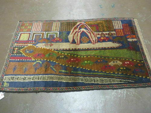3' X 5' New Vintage Handmade Afghan Balouch Tribal Wool Pictorial Rug # 303 - Nuvé