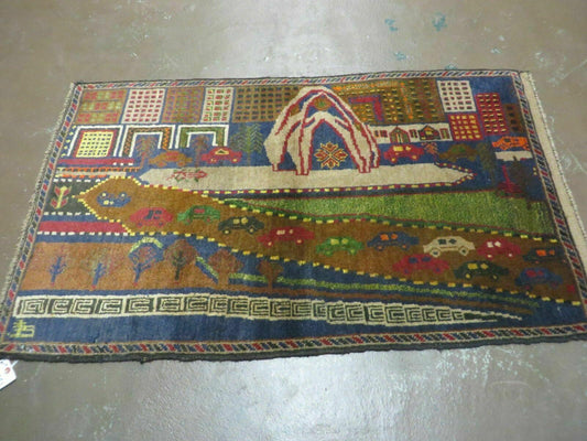 3' X 5' New Vintage Handmade Afghan Balouch Tribal Wool Pictorial Rug # 303 - Nuvé