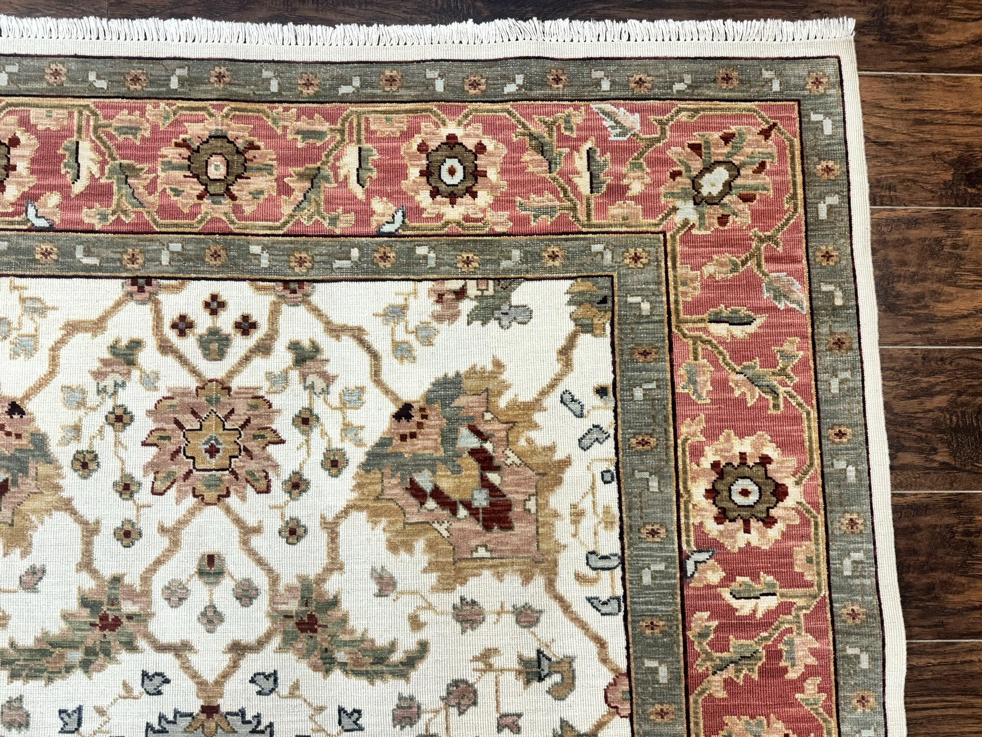 Flatweave Soumak Rug 6x9, Nourison Rug, Wool Handmade, Floral, Ivory - Nuvé