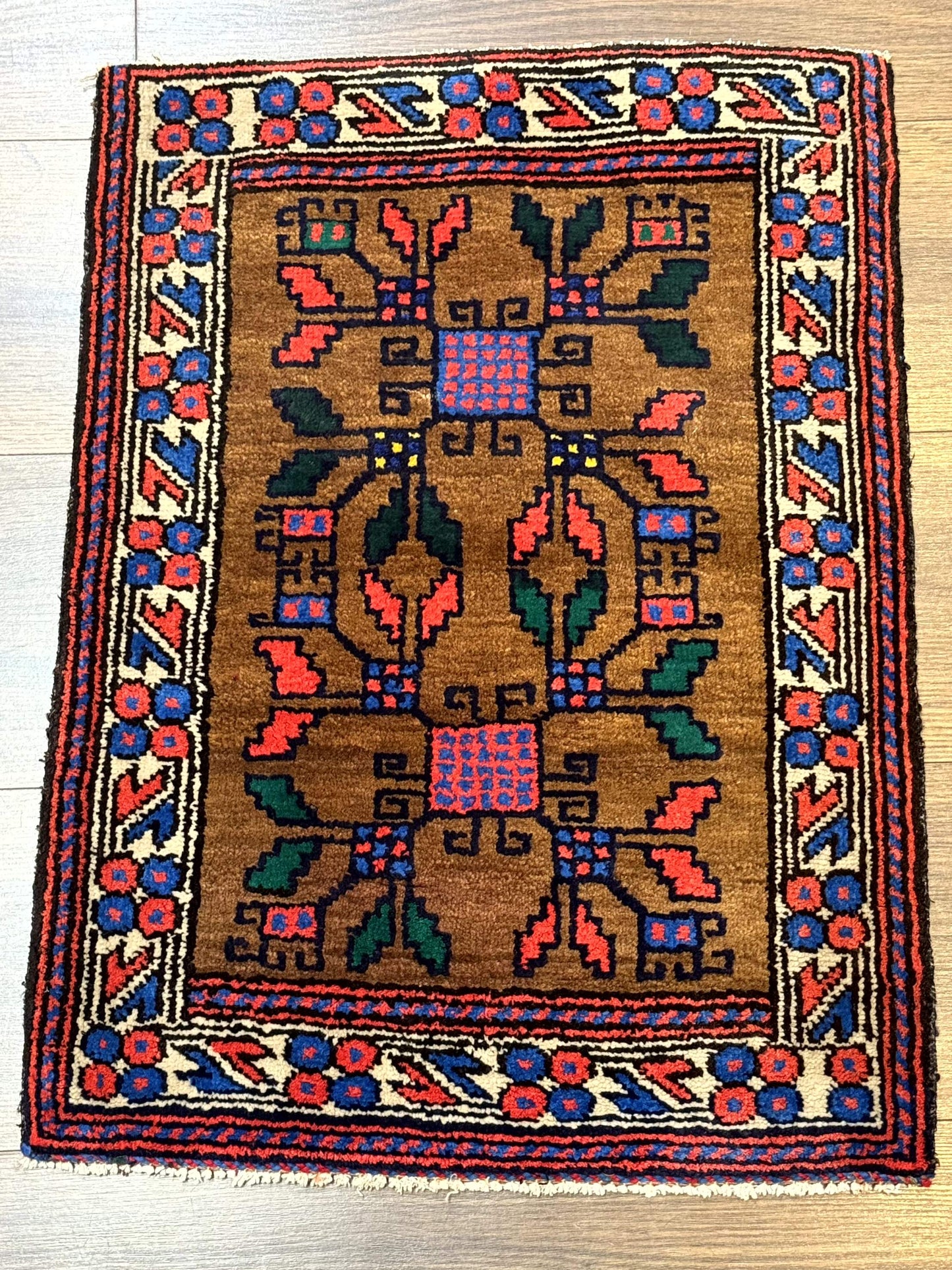 Small Persian Baluchi Rug, Tribal Rug, Brown, Multicolor - Nuvé