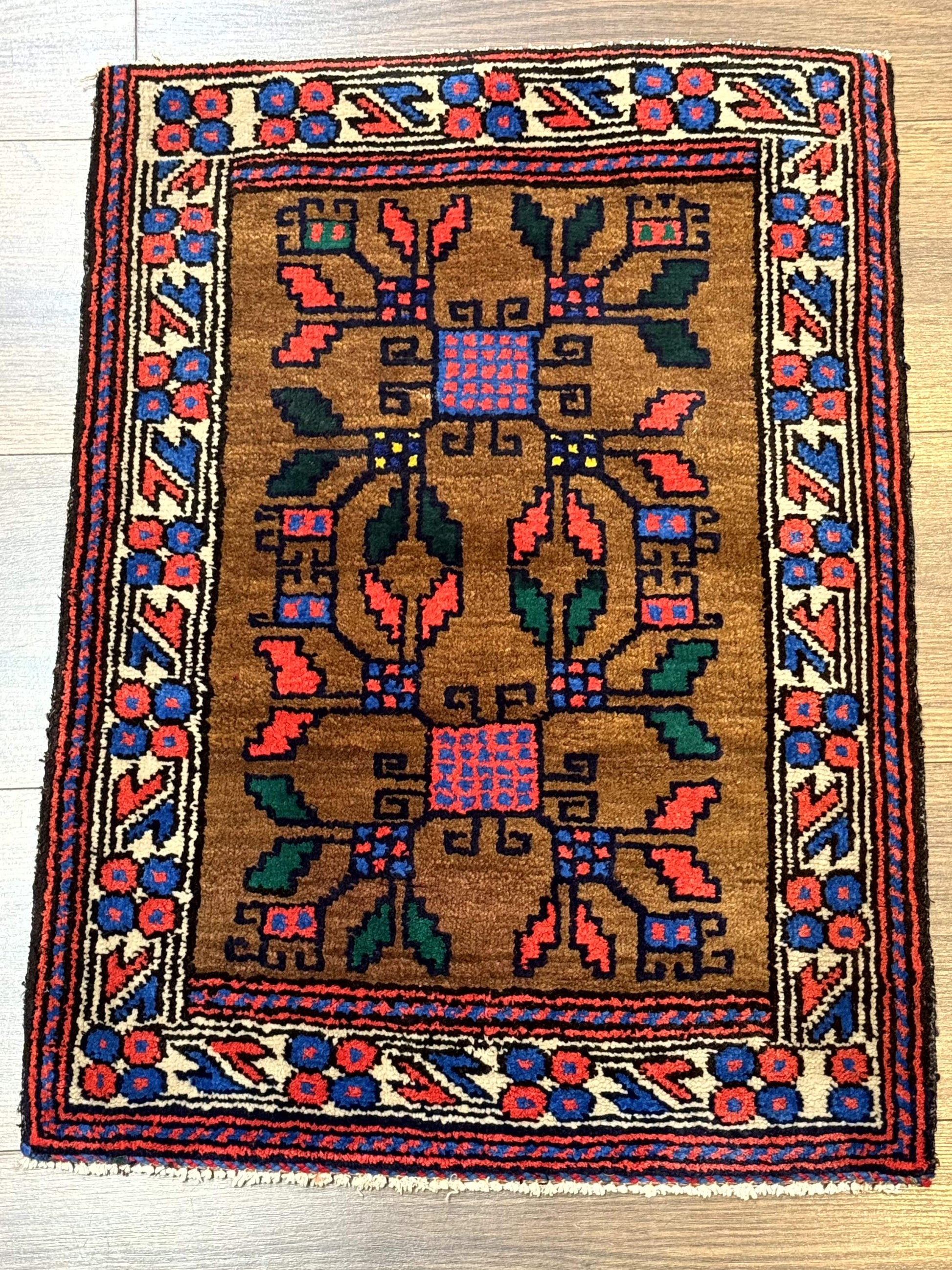 Small Persian Baluchi Rug, Tribal Rug, Brown, Multicolor - Nuvé